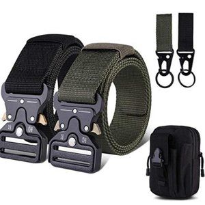 FLAPI Green and Black Nylon Belts + Molle Pouch & 2 Hooks